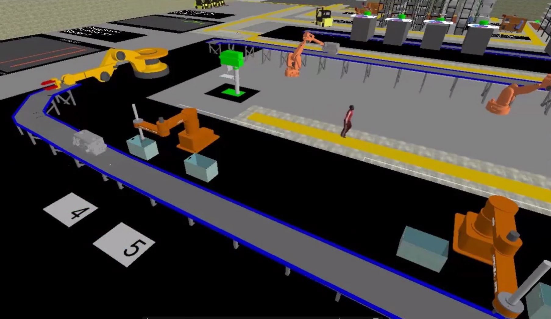 Animation screen shot of a manufacturing simulation