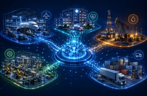 Different industries all connected by using digital twin