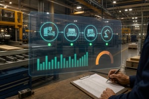 Ingenieur, der an einem Produktionsplan für ein Werk arbeitet